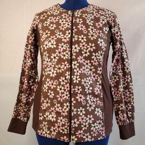 Brown zipper nursing srub jacket